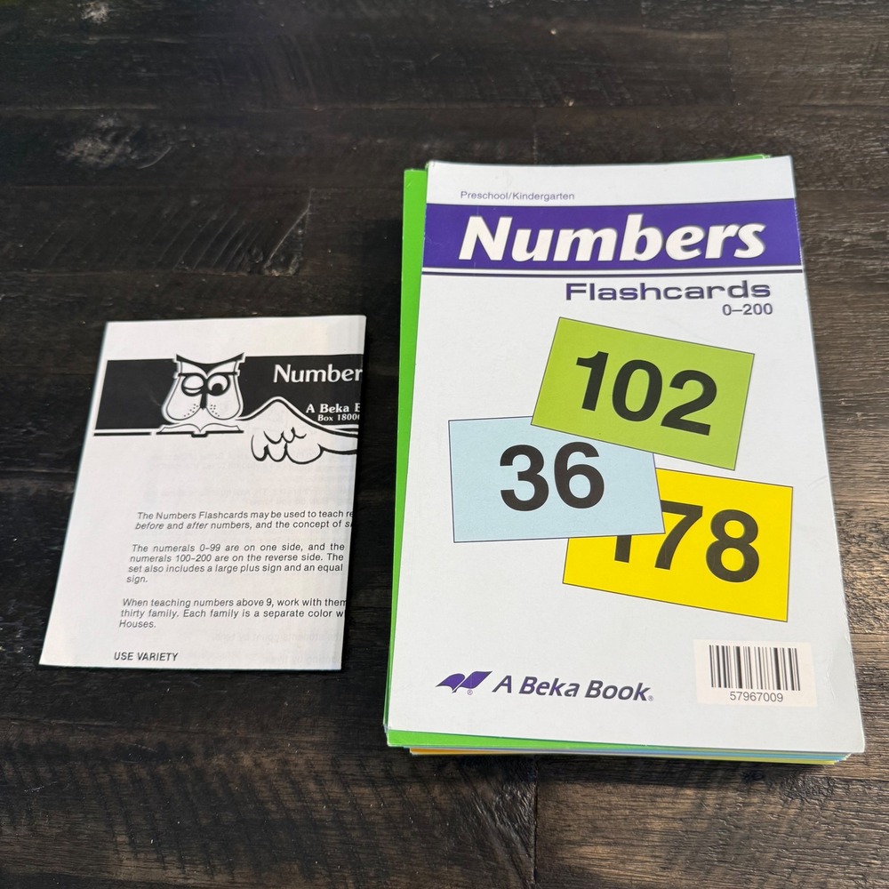A Beka Book Numbers Flashcards 0-200 Preschool Kindergarten Math Homeschool
